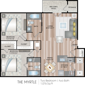 Myrtle - Two Bedroom / Two Bath floor plan